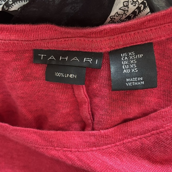 Tahari Red Sleeveless Relaxed fit Linen Tank Top - Picture 5 of 9